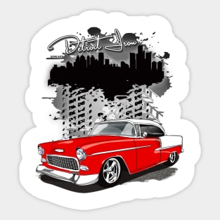 1955 Gypsy Red Chevy Bel Air Detroit Iron Print Sticker